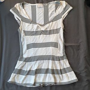Anthropologie Striped Peplum Top